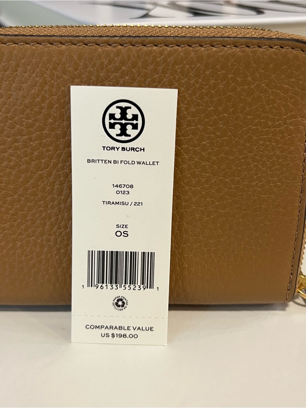 Tory Burch Britten Medium Bifold Wallet In Tiramisu - Picture 7 of 7